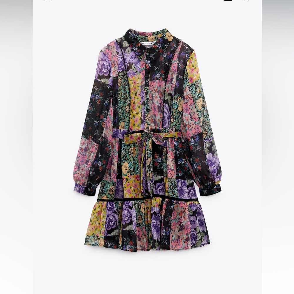 ZARA PRINTED RUFFLED SHORT DRESS - Picture 5 of 8